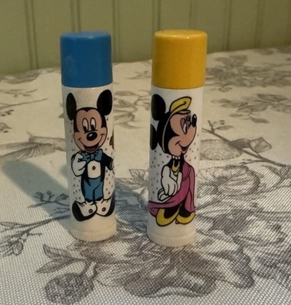 Vtg 80s Avon Lip Balm Tube Lot Mickey Minnie Mouse Coconut Banana New Flavored